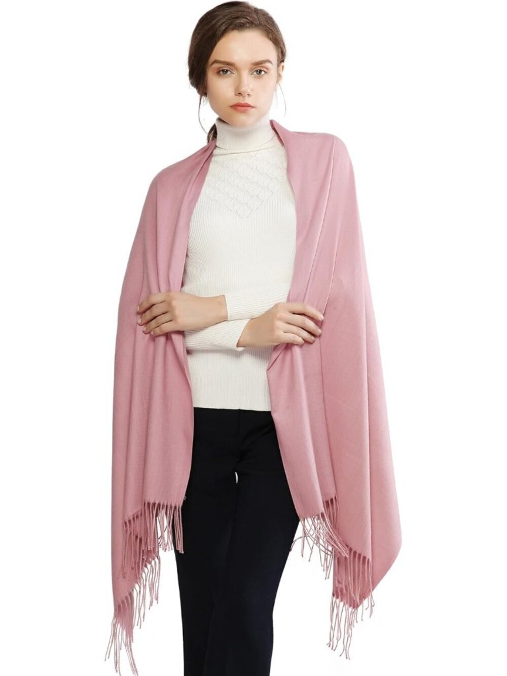 Women's Baby Pink Wedding Bridal Scarf Pashmina Shawls Long Large Scarves